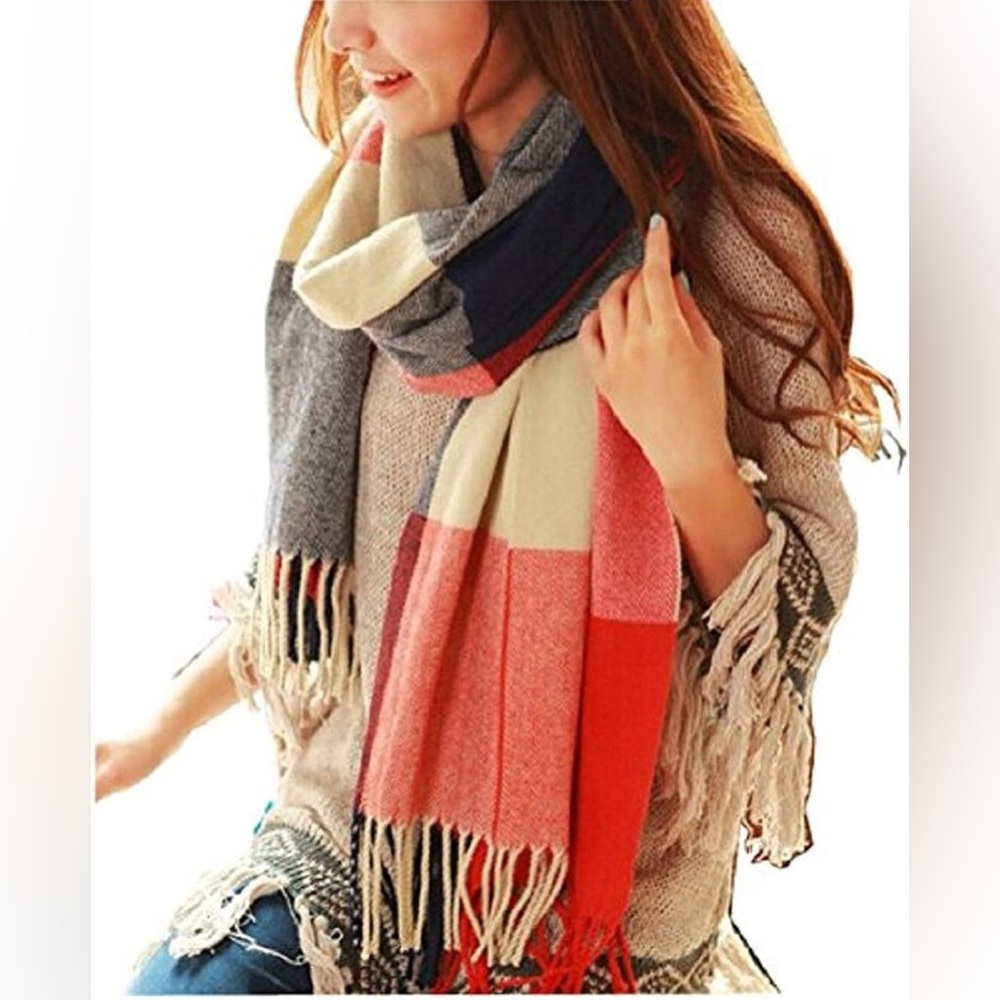 🆕 Women’s Long Plaid Fashion Scarf 🧣Large Shawl• Warm • Thick •Fringed Design ❄️